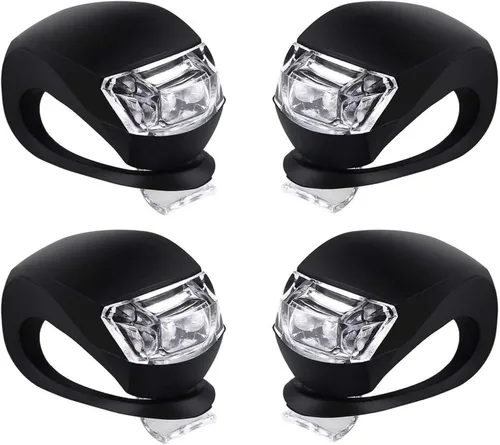 Vista 8 de Malker Luz de Bicicleta Delantera y Trasera Juego de Luces LED de Silicona para Bicicleta - Faro Delantero y Luz Trasera de Bicicleta, Impermeables