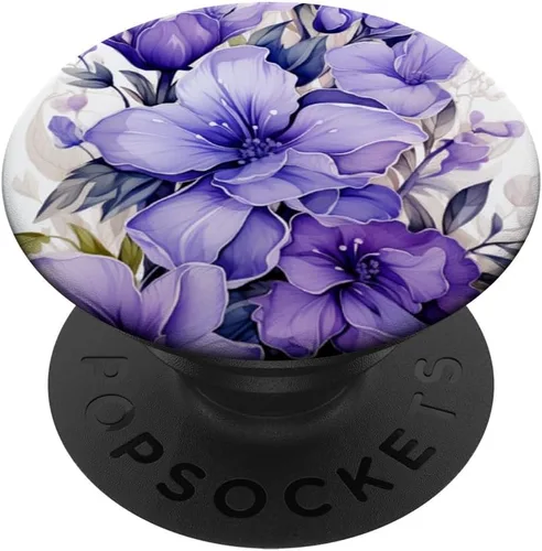Vista 6 de Purple Lavender Blossom Leaves Flowers Floral PopSockets MagSafe PopGrip para iPhone