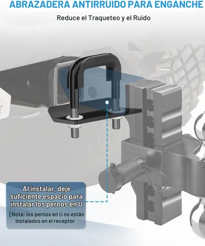 Vista 4 de Kohree Enganche de remolque ajustable de 6 pulgadas compatible con receptor de 2 pulgadas, bola doble sólida de 2" y 2-5/16" (12,500 LBS GTW)