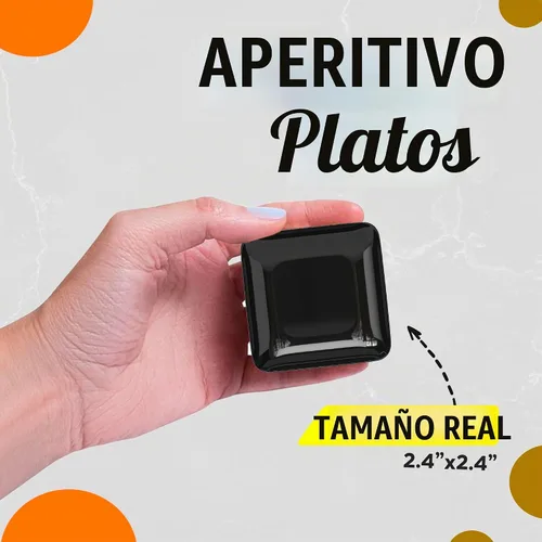 Vista 6 de Exquisite Mini platos de postre pequeños, paquete de 120 platos desechables negros de 2.4 x 2.4 pulgadas, pequeños de plástico sin BPA para bodas