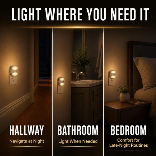 Vista 5 de L LOHAS LED Motion Sensor Night Light, Plug in Night Light, 3CCT 2 Pack