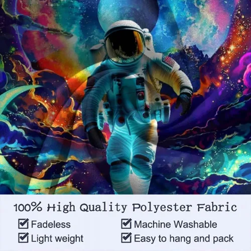 Vista 7 de JZDACH Tapiz de astronauta espacial, galaxia, universo, planeta, galaxia, reactivo a los rayos UV, planeta que brilla en la oscuridad, tapices