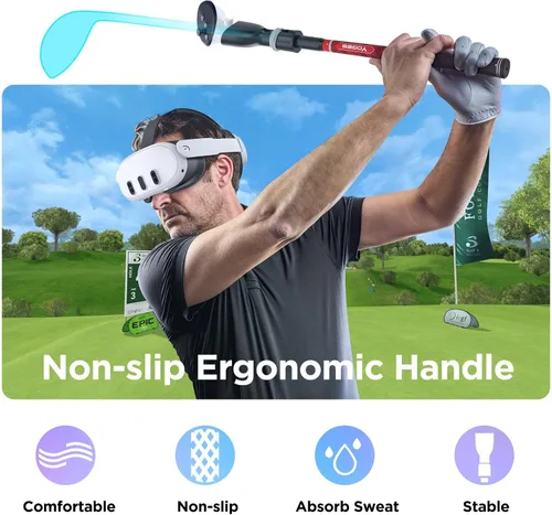 Vista 2 de YOGES VR Golf Club Handle Attachment Compatible with Oculus Quest 3 / Quest 2, Golft Golf Club Handle Accessories Compatible with Golf +, Golf 5