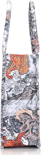 Vista 8 de FENGJINRUHUA Bolso de mano pintado de lujo grande de moda para mujer, bolsos de hombro de cuero, bordado de capacidad, bolso retro exquisito