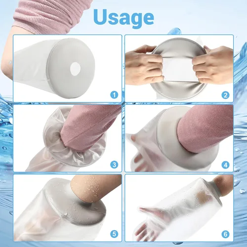 Vista 3 de KHUS Fundas de fundición para brazo de ducha para adultos, funda protectora de ducha impermeable para brazo de herida, manos, muñecas, codo, dedo