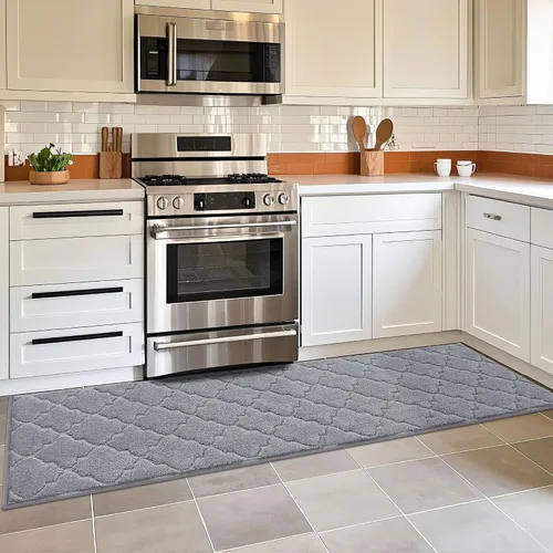 Vista 62 de COSY HOMEER Alfombras suaves de cocina [2 piezas] para el frente del fregadero súper absorbentes, tapetes y tapetes de cocina de 20 x 30 pulgadas/20