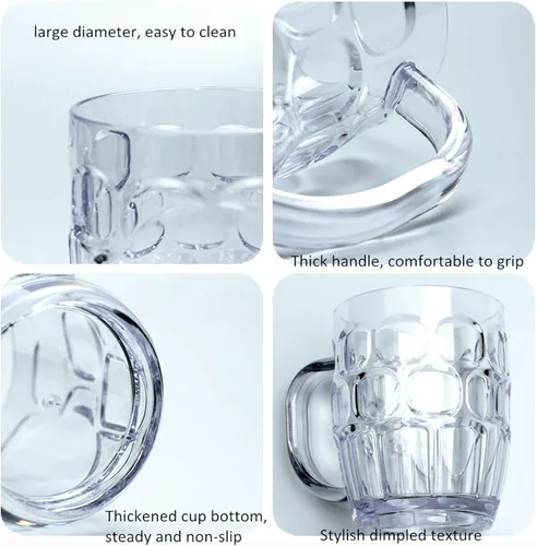 Vista 6 de Mini tazas de plástico para cerveza, 8 onzas, transparente con hoyuelos, adecuadas para niños/niños, aptas para lavavajillas, sin BPA (10 unidades)