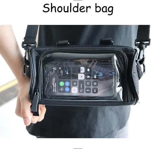 Vista 8 de Bolsa para Manillar de Bicicleta, Bolsa de Almacenamiento Frontal Impermeable, Accesorios de Soporte de Teléfono para Bicicleta, Funda Transparente