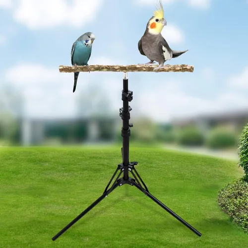 Vista 4 de Soporte ajustable de perca para pájaros de 16 a 63 pulgadas, juguete de perca de madera de pimienta natural, accesorios para interiores y exteriores