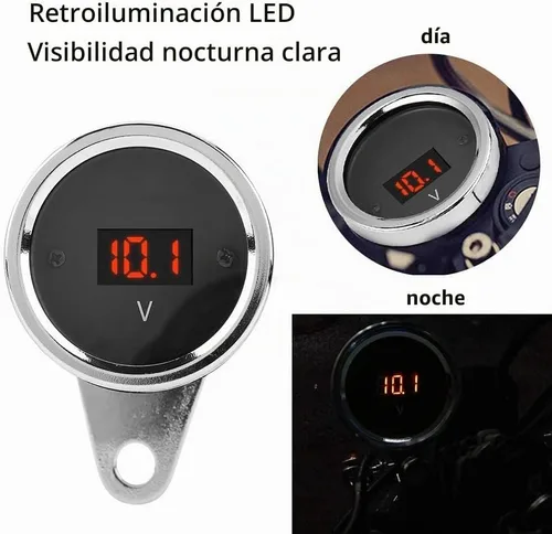 Vista 6 de Universal 2 en 1 impermeable LED digital voltímetro tacómetro medidor de metal odómetro velocímetro para motocicletas