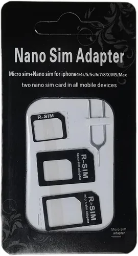 Vista 2 de Adaptadores de tarjeta SIM, kit de convertidor SIM 4 en 1 nano/micro/estándar con pin de expulsión de bandeja para iPhone, teléfonos inteligentes