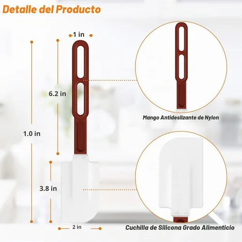 Vista 3 de Espátula de silicona de alta temperatura, espátula comercial 500°F resistente al calor, raspador de silicona antiadherente (10 pulgadas, NSF)