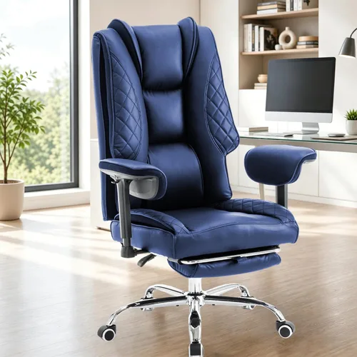 Vista 8 de Big and Tall Office Chair and High Back with Heavy Duty Wide Executive Office Chair with Foot Rest, Adjustable Armrests (Beige)