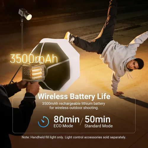 Vista 3 de NEEWER 60W Mini Luz de Vídeo LED con Batería de 50Wh/Carga Rápida PD de 100W, Control APP/2.4G/NFC, Iluminación Continua de Estudio COB Ajustable