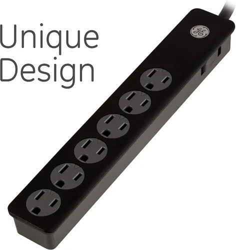 Vista 6 de GE 54626 Protector de sobretensiones de 6 tomas, 2 unidades, cable de extensión de 2 pies, 450 julios, enchufe resistente, tapas de seguridad