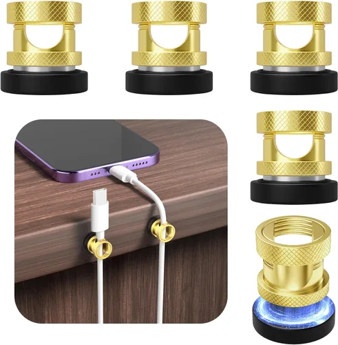 Vista 13 de Soporte magnético para cables, clips de gestión de cables de metal de alta calidad, anclaje de cable magnético para escritorio, mesita de noche