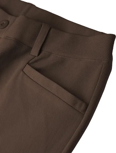 Vista 4 de siliteelon Pantalones de vestir para mujer, pantalones de trabajo para mujer, pantalones de vestir de cintura alta, pantalones de vestir para mujer