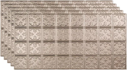 Vista 8 de FASÄDE - Panel adhesivo para techo de vinilo decorativo con estilo/patrón tradicional de 2 x 4 pies en plata entrecruzada (paquete de 5)