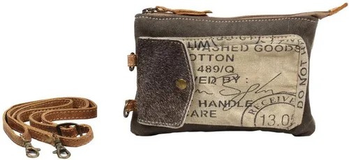 Vista 3 de Myra Bag Bolsa de muñeca de lona reciclada de bolsillo de sello S-1223, Marrón
