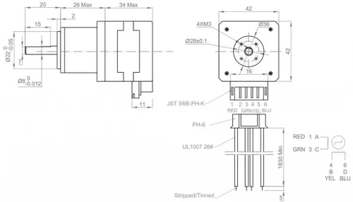 Vista 2 de Kysan 1040222 - Motor paso a paso NEMA17
