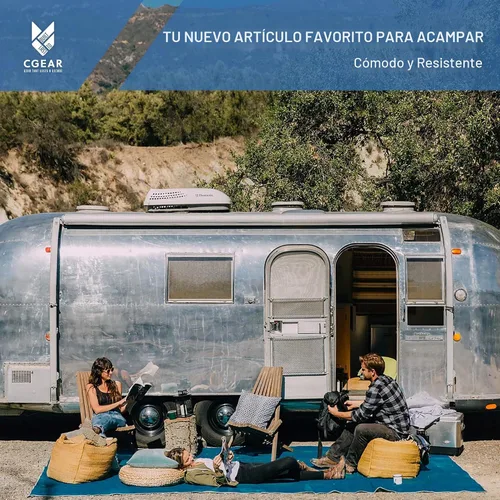 Vista 2 de CGEAR Tapete original para camping RV - Sin arena, resistente al agua, resistente a los rayos UV, construcción de grado militar Azul