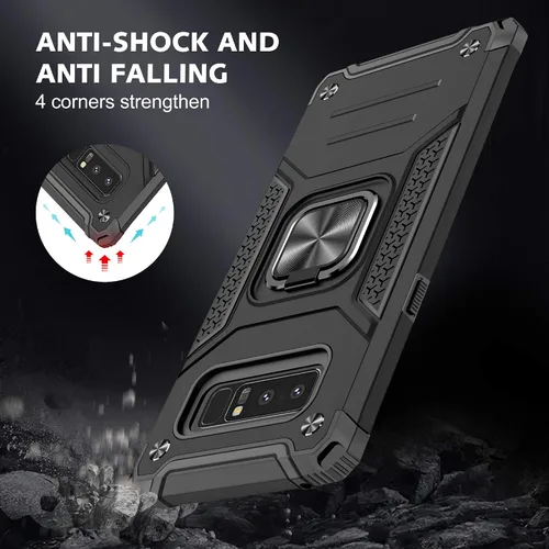 Vista 7 de YmhxcY Funda para Galaxy Note 8, funda para Galaxy Note 8 con protector de pantalla curvado 3D, fundas de grado armadura con soporte giratorio