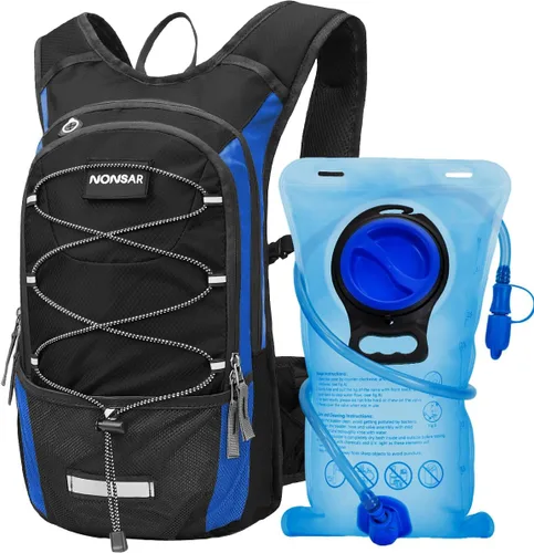 Vista 9 de NONSAR Mochila de hidratación, mochila de senderismo con vejiga de agua de 3 L, paquete de hidratación de aislamiento ligero, mochila de agua