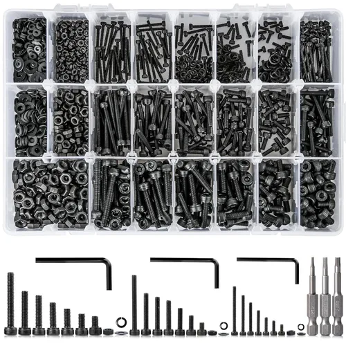 Vista 12 de Juego de 2410 piezas de tuercas y pernos M2 M3 M4 M5, pernos métricos de cabeza hexagonal con botón de 4 mm a 20 mm, pernos y tuercas de acero