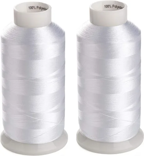 Vista 7 de Simthread 2 bobinas enormes hilo de bobina 60WT blanco y negro 5500 yardas 1 blanco 1 negro