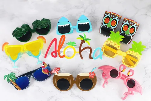 Vista 2 de Ocean Line Luau - 9 pares de gafas de sol hawaianas divertidas, accesorios de disfraces tropicales, divertidos recuerdos de fiesta de verano