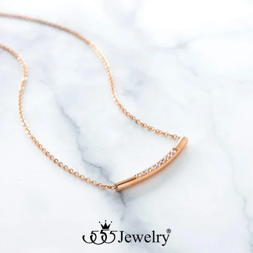 Vista 6 de 555Jewelry Collar con colgante de circonita cúbica de acero inoxidable para mujer