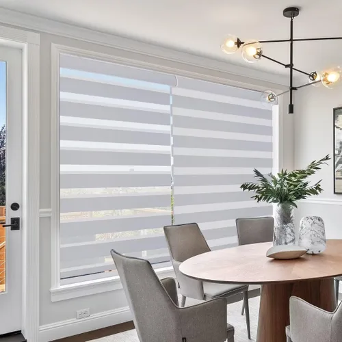 Vista 3 de MYshade Persianas enrollables de cebra sin cordones para ventanas para oscurecer la habitación, persianas enrollables dobles de día y noche Gris