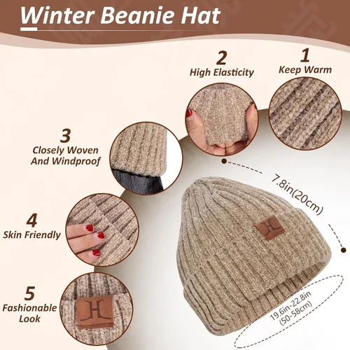 Vista 2 de LackBlue Conjunto de gorro de invierno para mujer, bufanda, guantes para pantalla táctil, gorro de calavera, bufandas de cuello largo para mujeres
