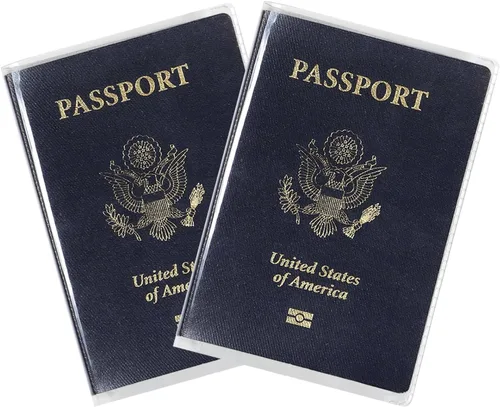 Vista 10 de Funda impermeable transparente para pasaporte, protector de pasaporte de plástico, artículos esenciales de viaje, unisex para adultos, con funda