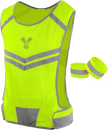 Vista 8 de Reflective Running Vest with Pocket & 2 Bands, High-Visibility