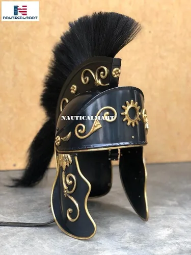Vista 4 de NauticalMart Casco grecorromano con escudo negro de armadura medieval casco disfraz de Halloween