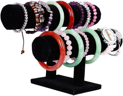 Vista 2 de Stratalife Soporte para pulsera, organizador de collares, organizador de pulseras con barra en T negra, soporte de exhibición de relojes