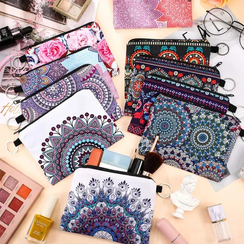 Vista 7 de Monedero pequeño de 10 piezas, estilo bohemio, con cremallera, exquisito regalo para mujeres y niñas en el día de San Valentín, Varios