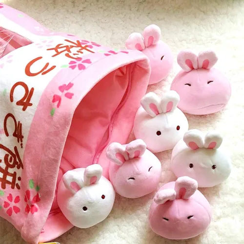 Vista 3 de REFAHB Linda almohada de peluche Almohada de regalo extraíble Juguetes de peluche creativos para niñas (Conejo)