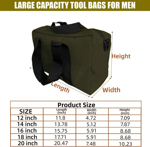 Vista 3 de BLIRITEL Bolsa de herramientas de boca ancha, bolsa de almacenamiento de herramientas de lona resistente, bolso de gran capacidad, organizador