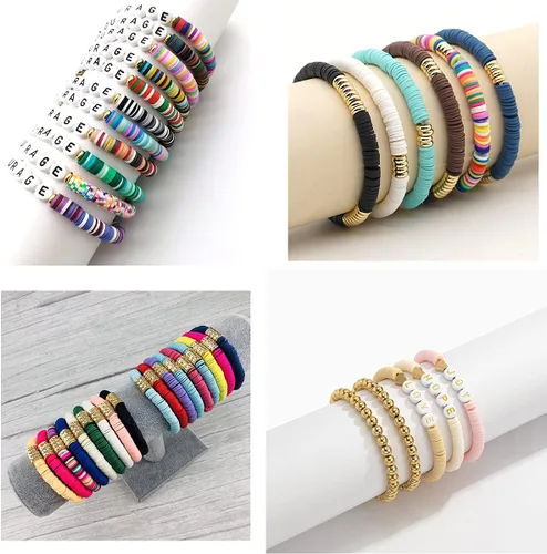Vista 5 de 3000 cuentas redondas planas de polímero de vinilo Heishi cuentas de arcilla polimérica para hacer joyas, collares, pulseras y aretes (01-blanco)