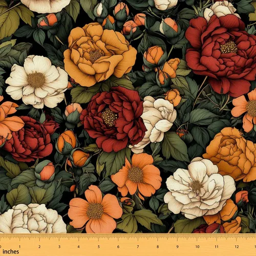 Vista 33 de Feelyou The Yard - Tela floral de hojas suave de 1 yarda para los amantes Beige y verde amarillo