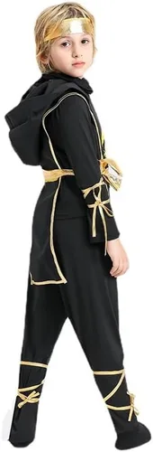 Vista 6 de AOKGLC Disfraz de Ninja de lujo para niños, disfraz de Ninja de Halloween UpCreatio, disfraz de ninja para niños, trae accesorios de ninja