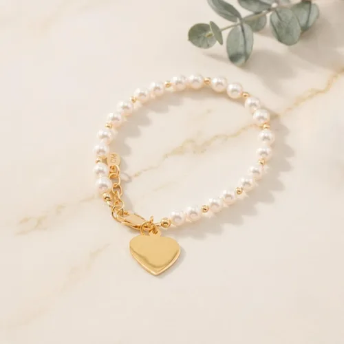 Vista 3 de Cherished Moments Pulsera o collar, chapado en oro de 14 quilates Brynn-Cust-LG (5-10 años)