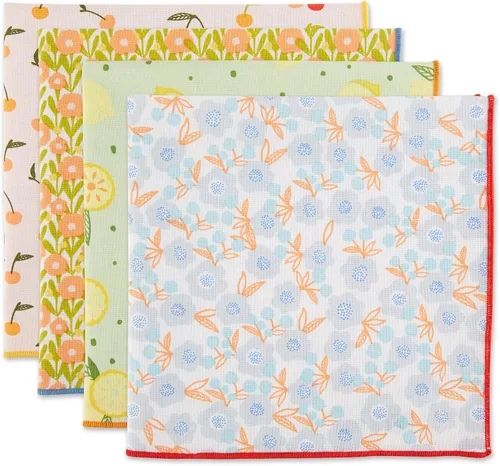 Vista 11 de DII Colección decorativa de mesa con borlas, lavable a máquina, juego de manteles individuales, 13x19, blanco y arcoíris, 4 piezas