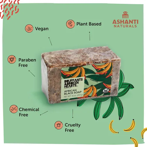 Vista 2 de Ashanti Naturals Auténtica barra de jabón negro africano Barra de jabón africana negra limpiadora y nutritiva Jabón en barra de acné con manteca
