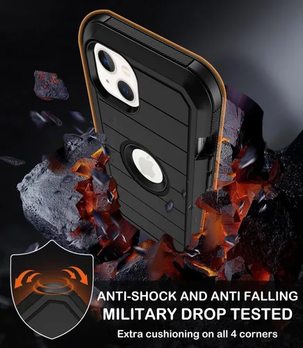 Vista 4 de KECAI Funda para iPhone 13 Mini con Protector de Pantalla Integrado, Funda con Clip para Cinturón, Resistente de Servicio Pesado a Prueba de Golpes