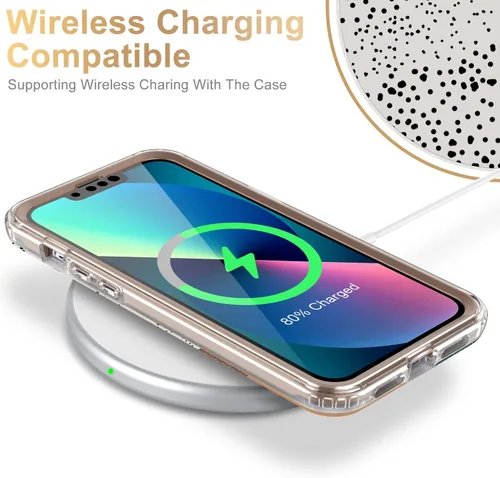 Vista 5 de Esdot Funda protectora para iPhone 13 Mini con protector de pantalla integrado, protección de grado militar con diseños de moda para mujeres