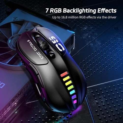 Vista 5 de Uciefy Z05 - Ratón inalámbrico para juegos, triple modo 2.4GBlutoothUSB-C, 6 botones programables, sensor óptico de 12000 DPI, retroiluminación RGB