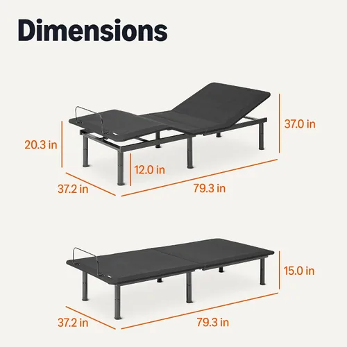 Vista 2 de Amazon Basics Base de cama ajustable de metal con control remoto inalámbrico, tamaño individual XL